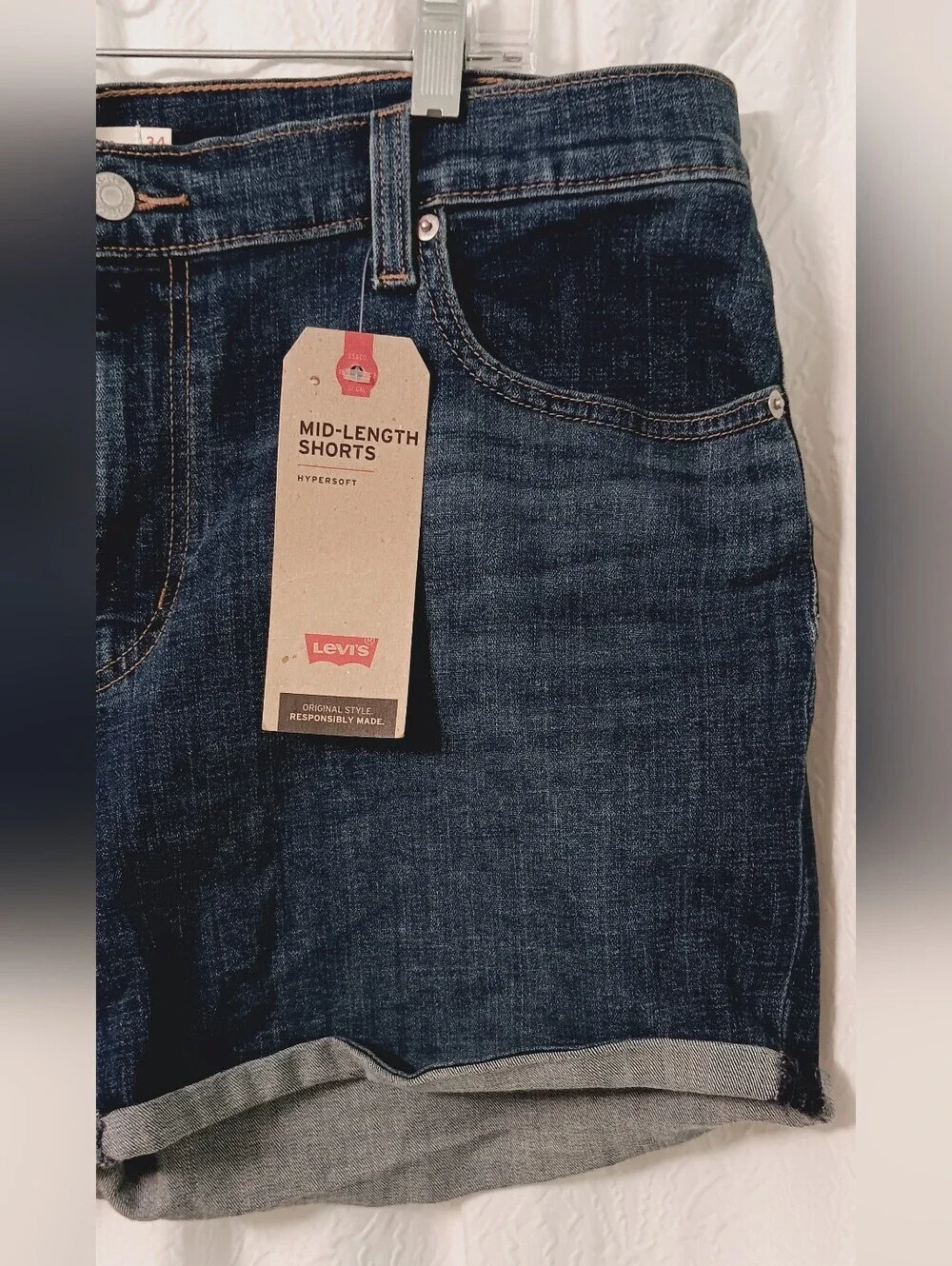 Levis Dark Wash Denim Roll-Cuff Women's Shorts Size 18